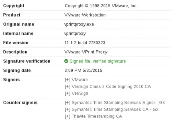 This is legit executable that is signed by VMWare that the authors use to sideload vmwarebase.dll